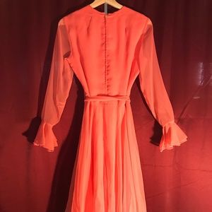 Vintage Full Sleeve Pink Chiffon Dress
